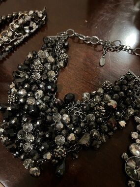 Statement Black & Silver Crystal Cluster Necklace (3)